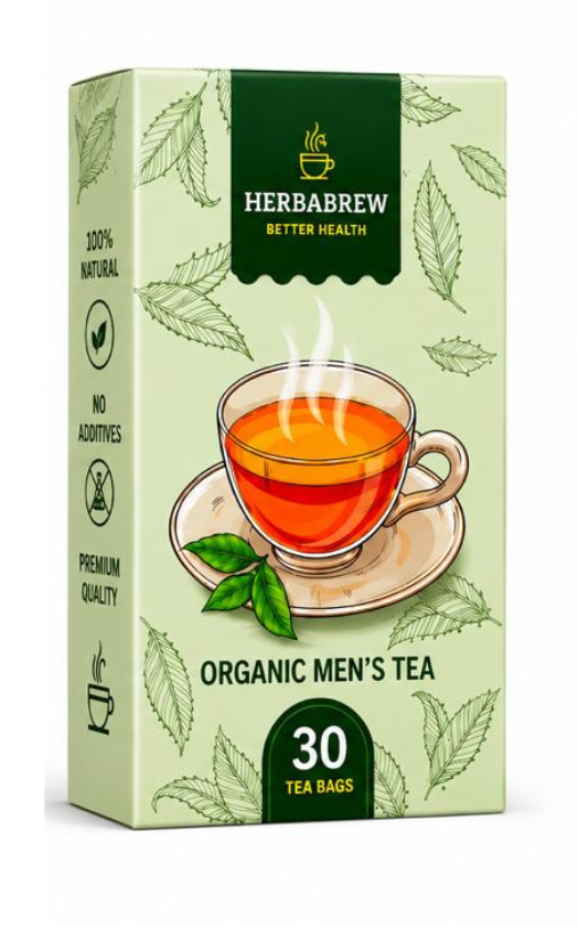 Side view of the Organic Tea for Men carton